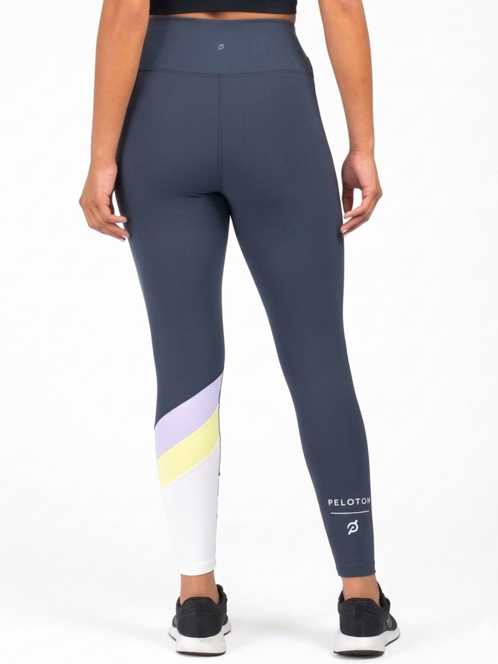 Peloton Cadent Colorblock High Rise Leggings Navy Blue Yellow White S Workout